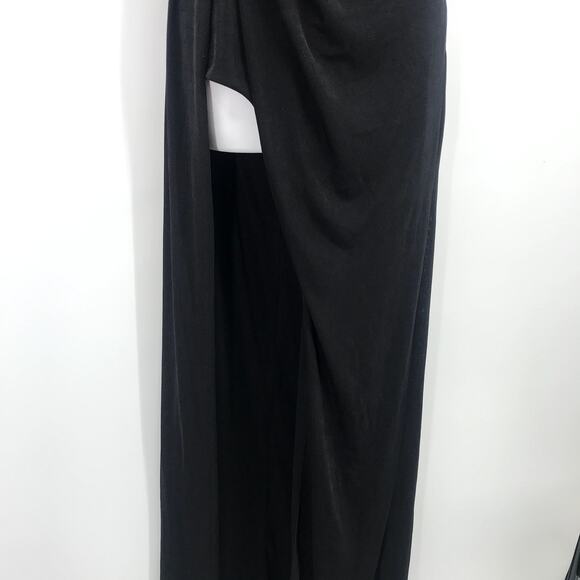 Katie May A Cut Above Gown M Asymmetric Mesh Cutout One Shoulder High Slit NWT - Picture 12 of 13